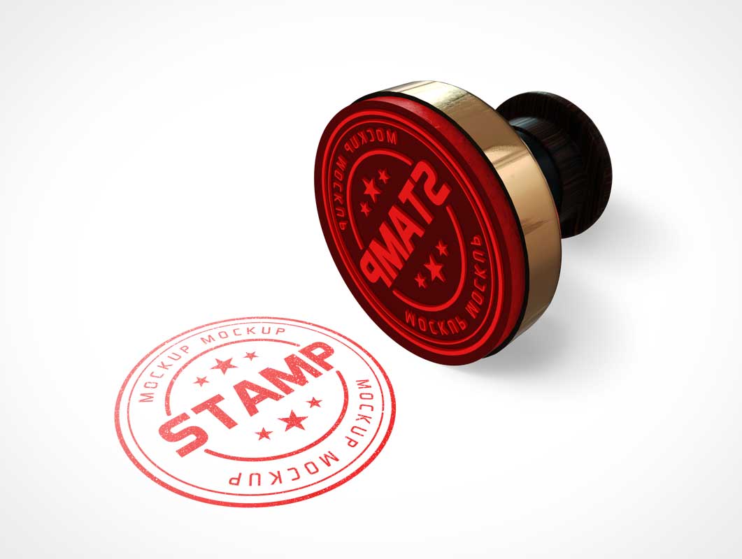 round rubber stamp plastic handle psd mockup